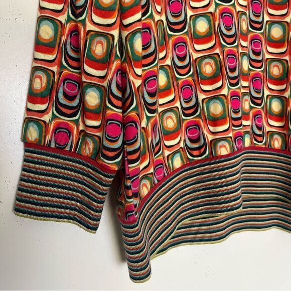 Aldomartins Cap Juluca V-Neck Sweater Lightweight Colorful Mod Geometric Medium - Picture 5 of 11
